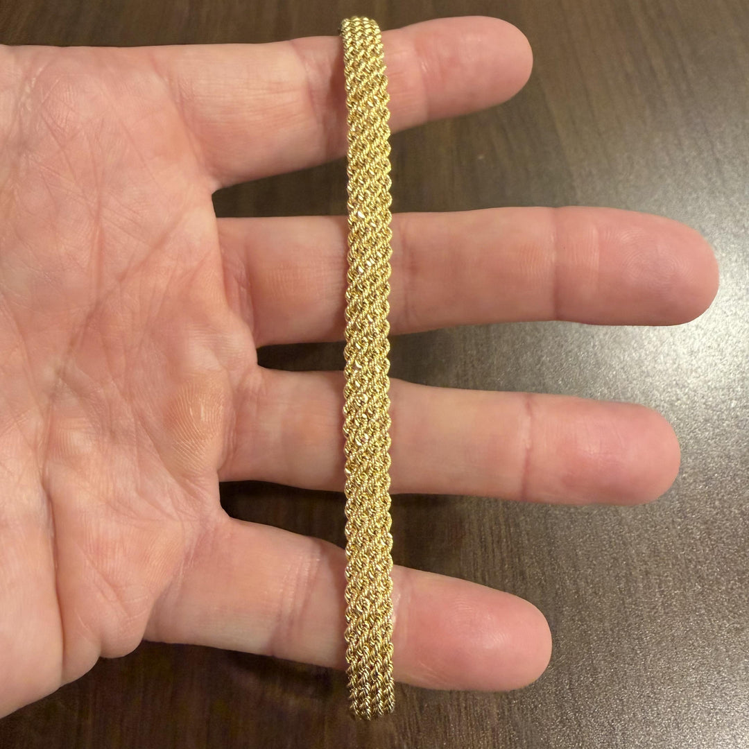 14k Yellow Gold 5g Hollow Multi Strand Mesh Rope Bracelet Turkey 8"