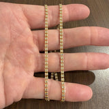 14k Yellow and White Gold 8.2g Sparkling 3mm Ice Barrel Link Necklace Italy 18"