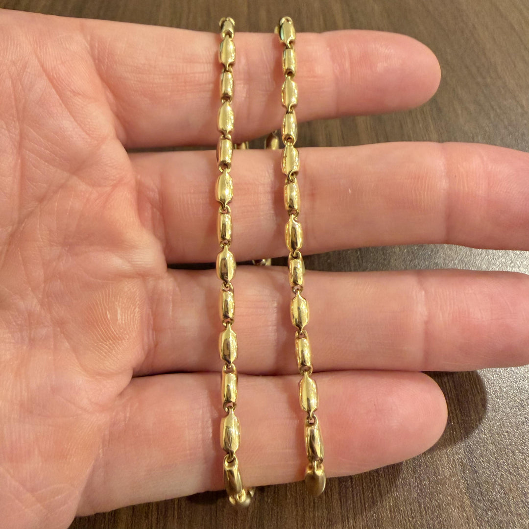 18k Yellow Gold 12g Ladies Polished 3mm Cylinder Link Chain Necklace Italy 16.5"