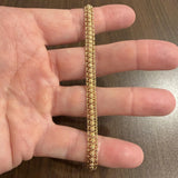 19k Portuguese Yellow Gold 11.2g Solid Floral Fancy Curb Link Bracelet 7.75"
