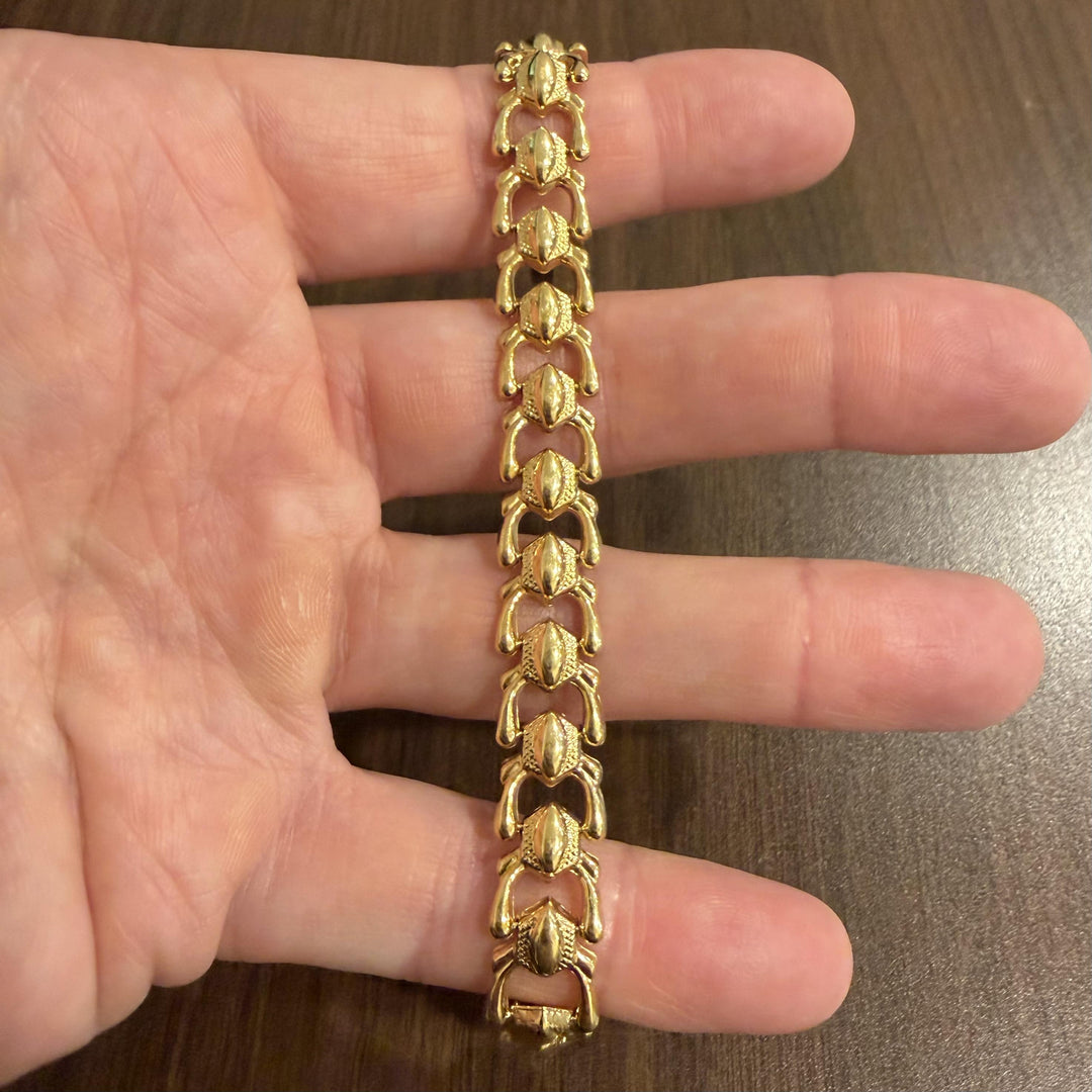18k Yellow Gold 12.6g Vintage Milor 11mm Fancy Link Bracelet Italy 7.25"