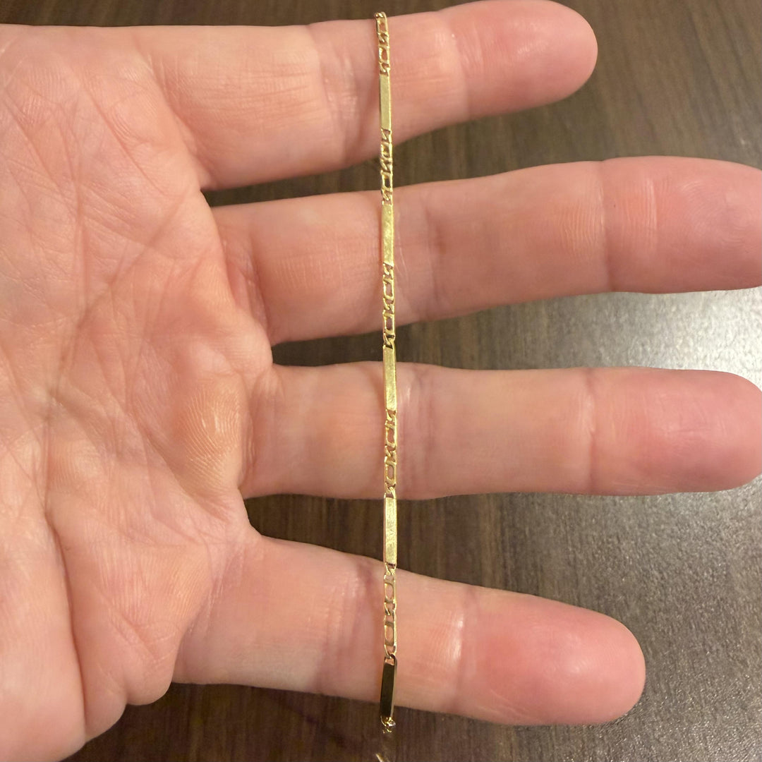18k Yellow Gold 3.4g Thin Dainty 2mm Fancy Link Bracelet Italy 8"