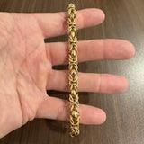 14k Yellow Gold 18.4g Thick 8mm Squared Byzantine Link Bracelet Italy 7.25"
