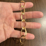 14k Yellow Gold 17.4g Ladies Hammered 10mm Abstract Oval Link Bracelet 7"