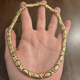 14k Yellow Gold 38.3g Ladies Fancy Hugs and Kisses XO Link Necklace 17"