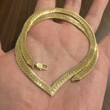 14k Yellow Gold 31.8g Solid Heavy 6mm Herringbone Link Drop V Necklace Italy 18"
