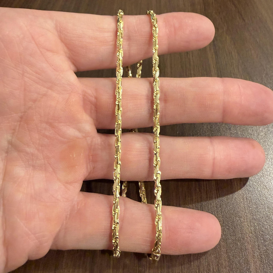 14k Yellow Gold 11g Solid Squared Edge 2.8mm Rope Chain Necklace 18"