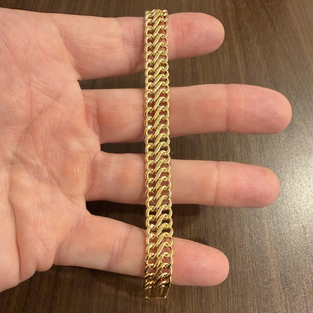 14k Yellow Gold 9g Vintage Ladies 10mm Fancy Curb Link Bracelet Italy 7.5"