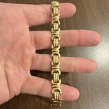 14k Yellow Gold 18.5g Vintage Polished 10.5mm Fancy Link Bracelet Italy 7.5"