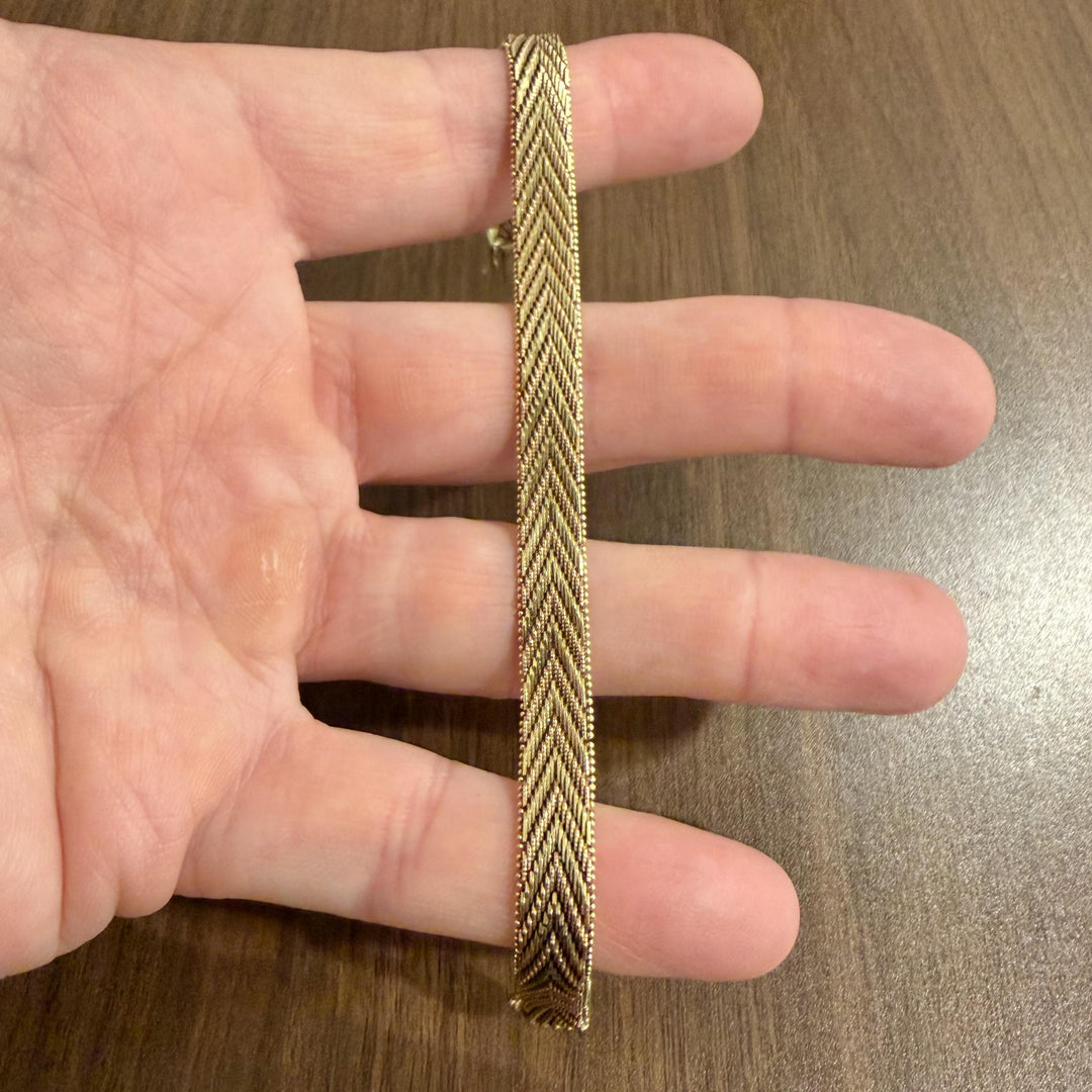 14k Yellow and Rose Gold 20.3g Solid Mirror Bar Foxtail Bracelet 7.25"