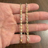 14k Yellow White and Rose Gold 9.4g Fancy Link Chain Necklace Italy 18"