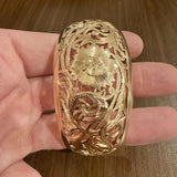12k Rose Gold 36.4g Very Large Solid Vintage Floral Cuff Bracelet 7.5"