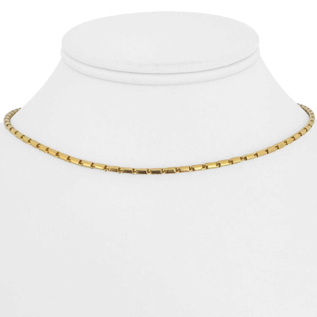 24k Pure Yellow Gold 15g Solid 2.2mm Bar Link Chain Necklace 15.5"