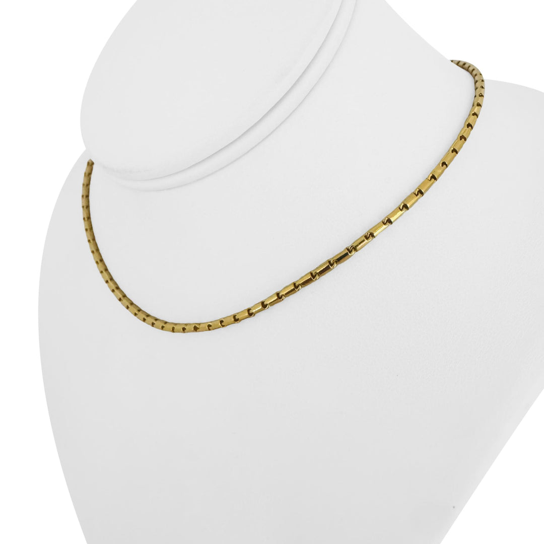 24k Pure Yellow Gold 15g Solid 2.2mm Bar Link Chain Necklace 15.5"