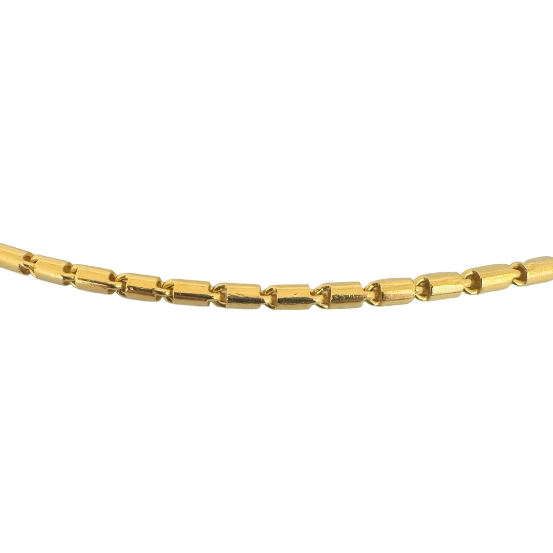 24k Pure Yellow Gold 15g Solid 2.2mm Bar Link Chain Necklace 15.5"