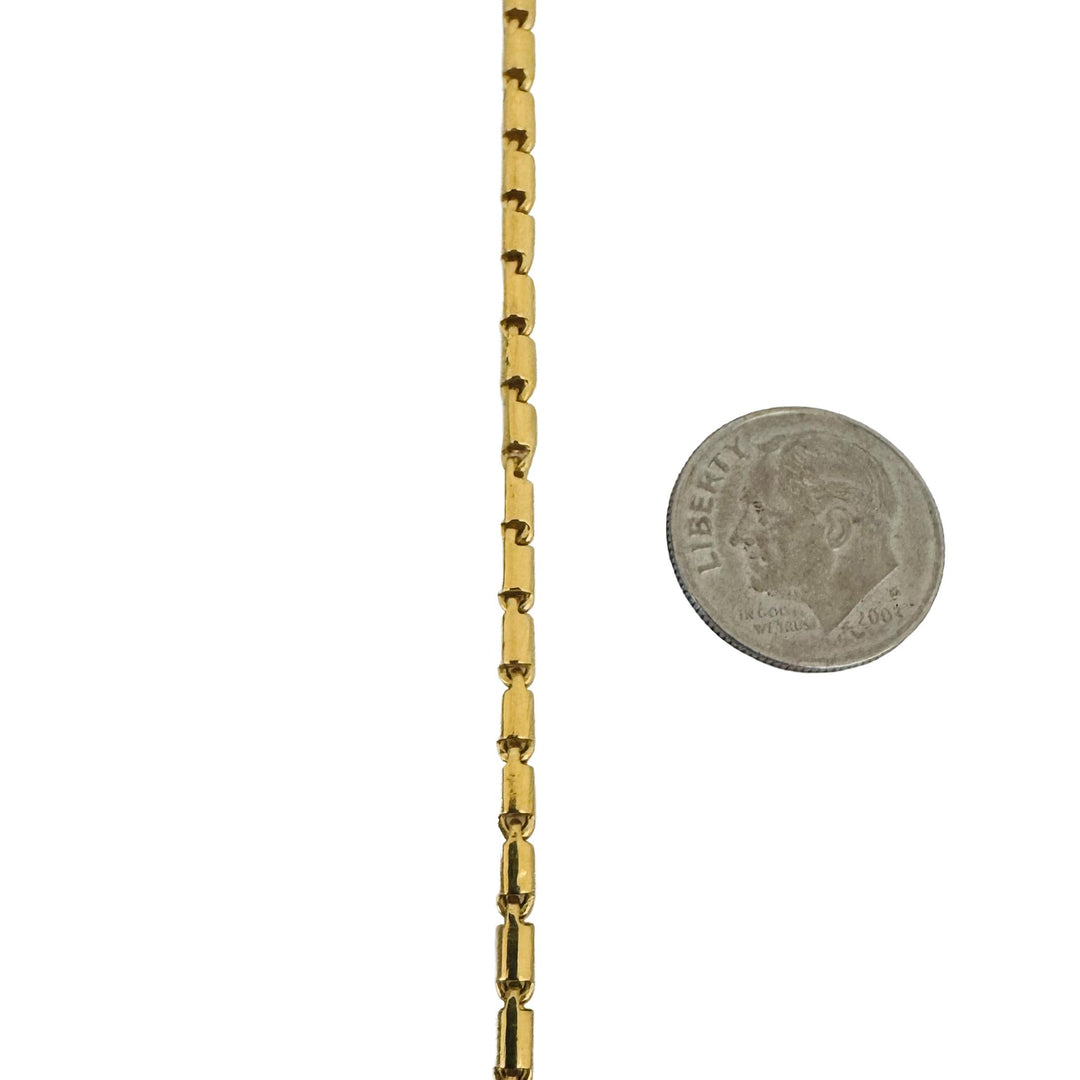 24k Pure Yellow Gold 15g Solid 2.2mm Bar Link Chain Necklace 15.5"