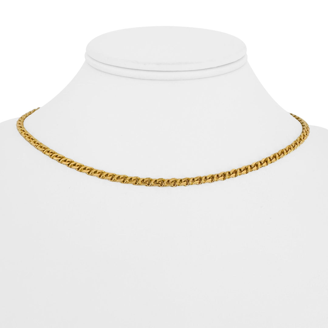 22k Yellow Gold 17.4g Solid Diamond Cut 3mm Fancy Curb Link Chain Necklace 16"