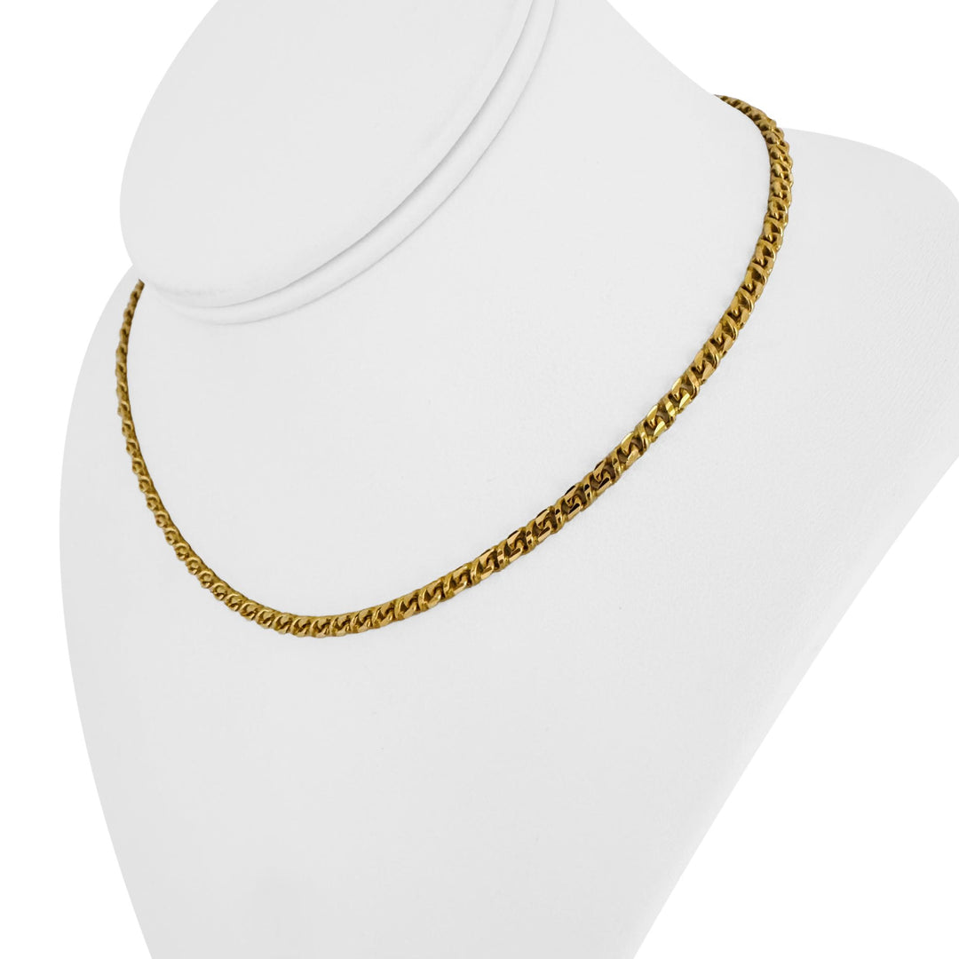 22k Yellow Gold 17.4g Solid Diamond Cut 3mm Fancy Curb Link Chain Necklace 16"
