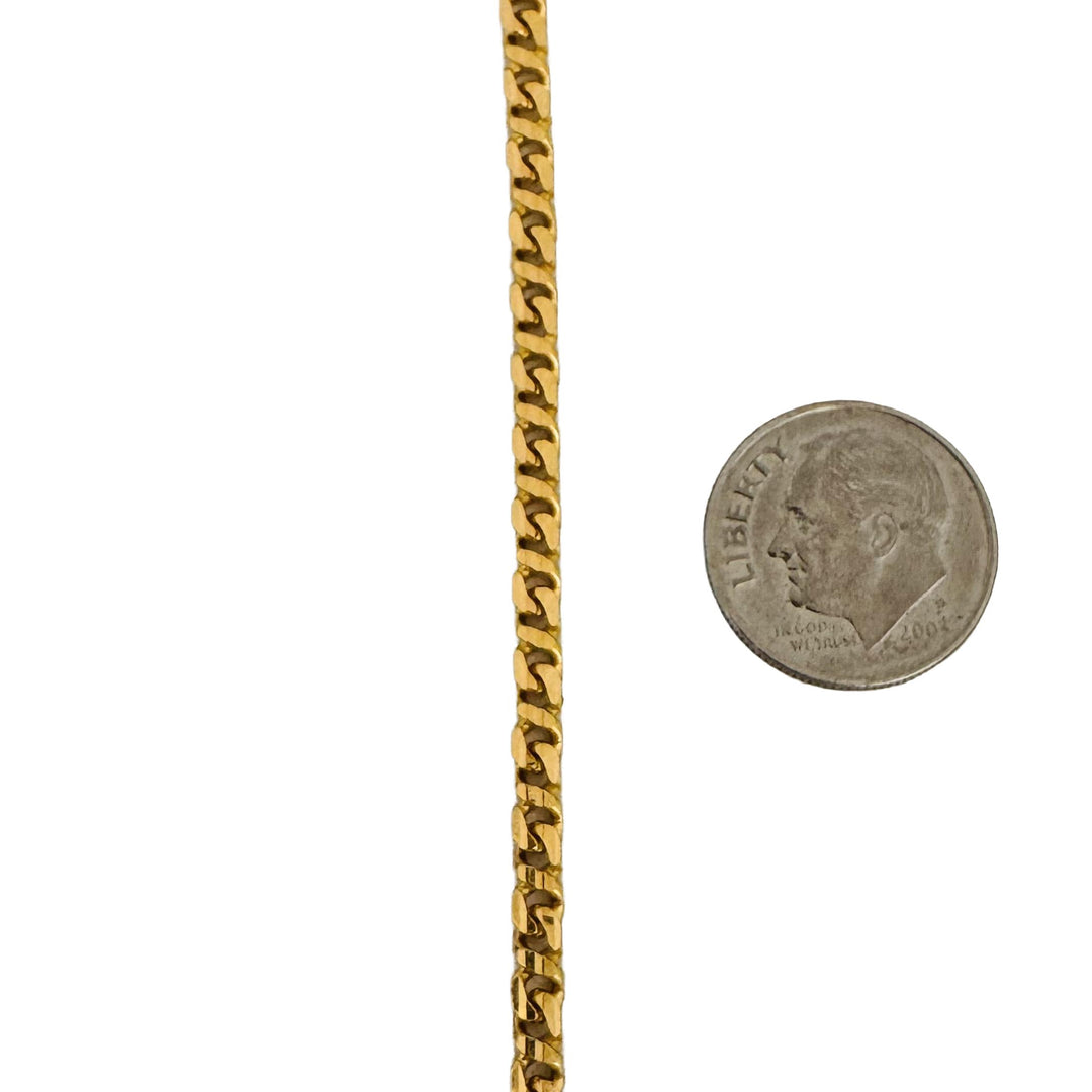 22k Yellow Gold 17.4g Solid Diamond Cut 3mm Fancy Curb Link Chain Necklace 16"