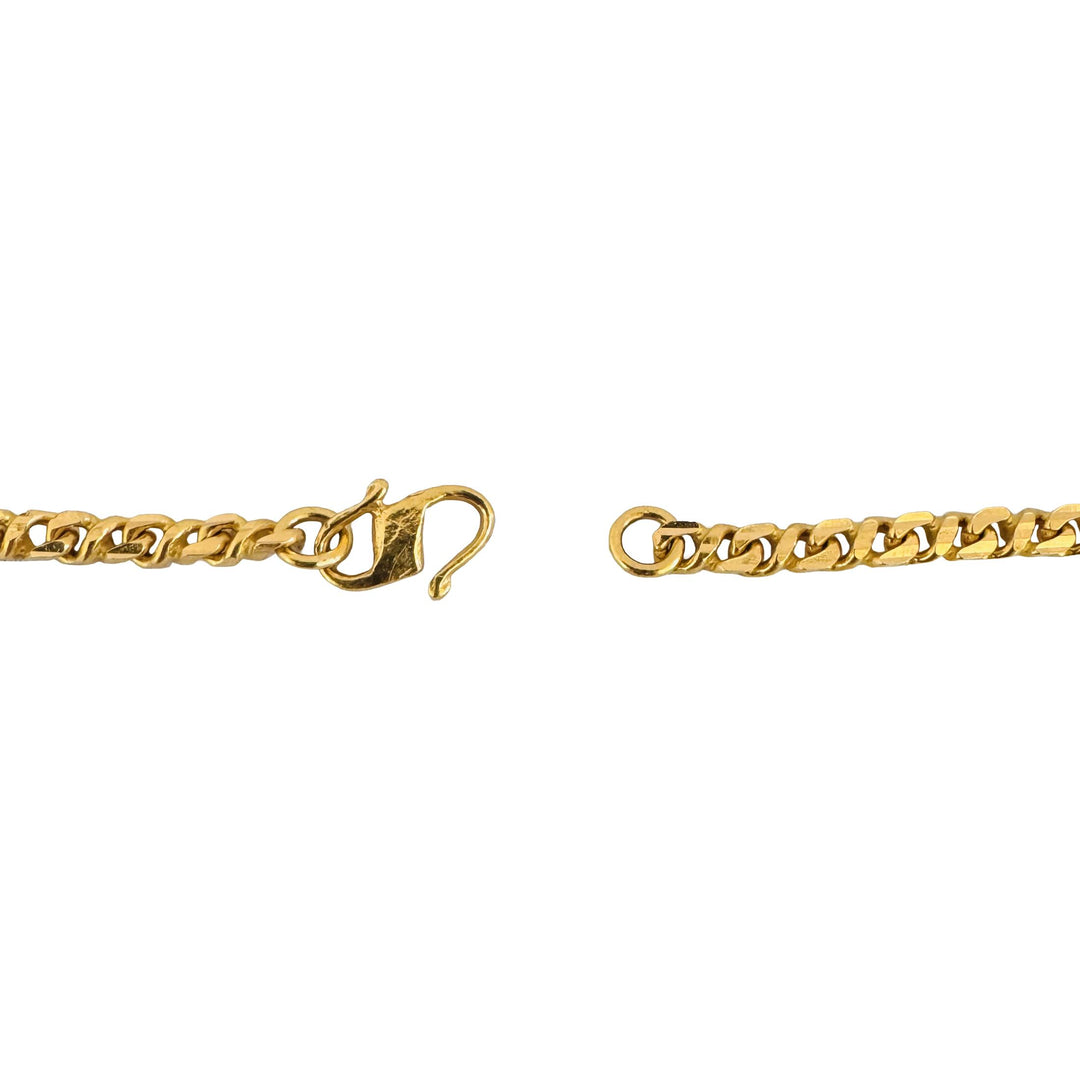22k Yellow Gold 17.4g Solid Diamond Cut 3mm Fancy Curb Link Chain Necklace 16"