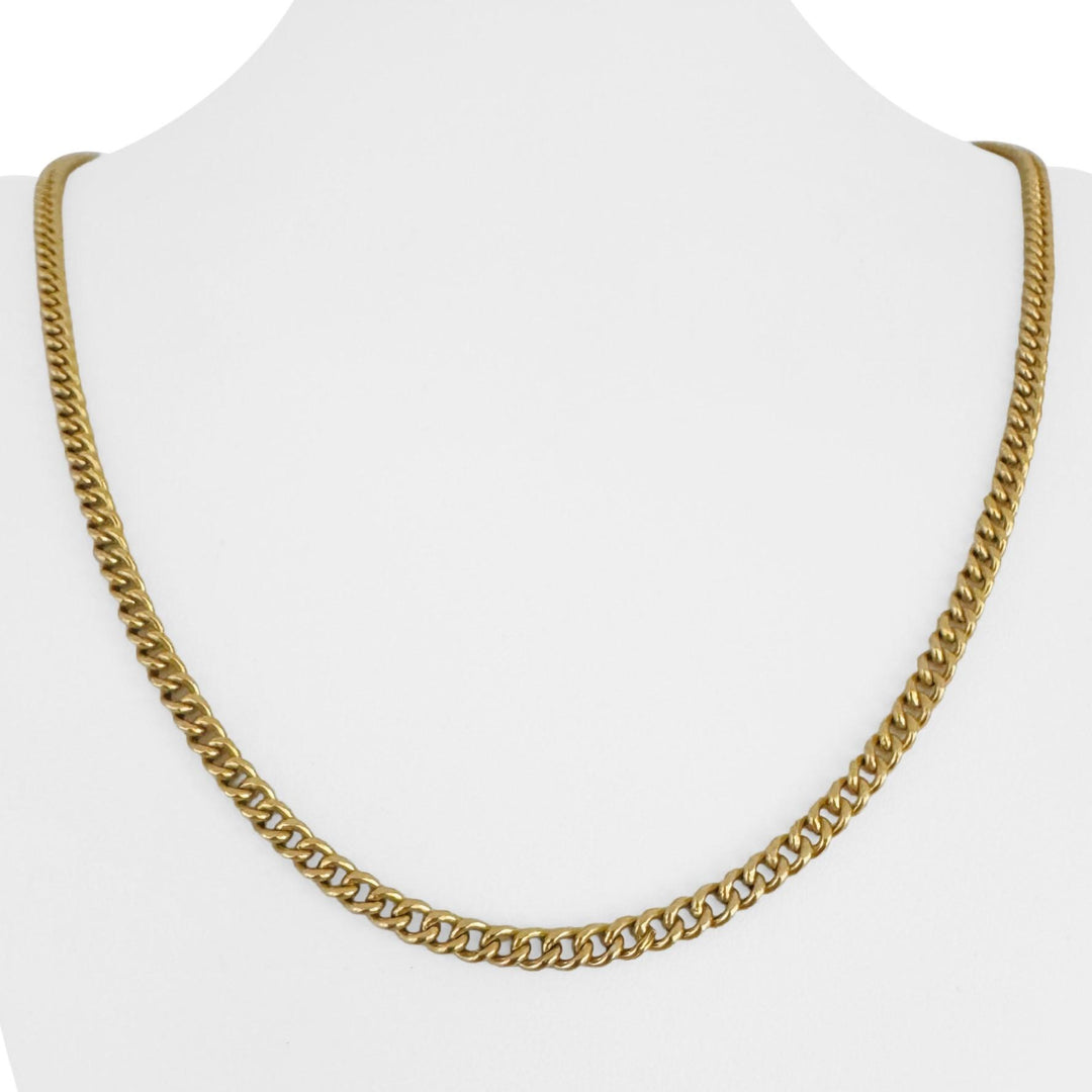 19k Portuguese Yellow Gold 31.5g Solid 4mm Curb Link Chain Necklace 22.5"
