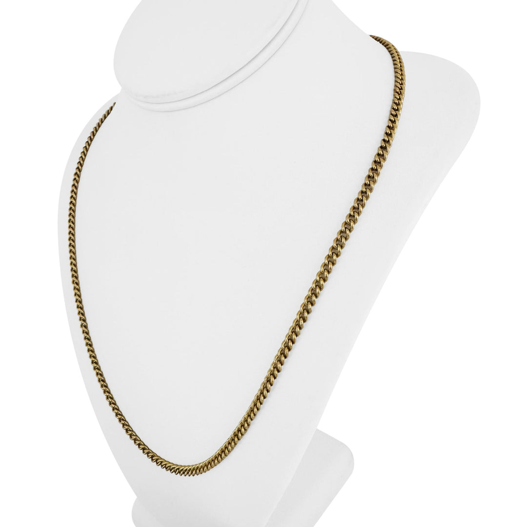 19k Portuguese Yellow Gold 31.5g Solid 4mm Curb Link Chain Necklace 22.5"