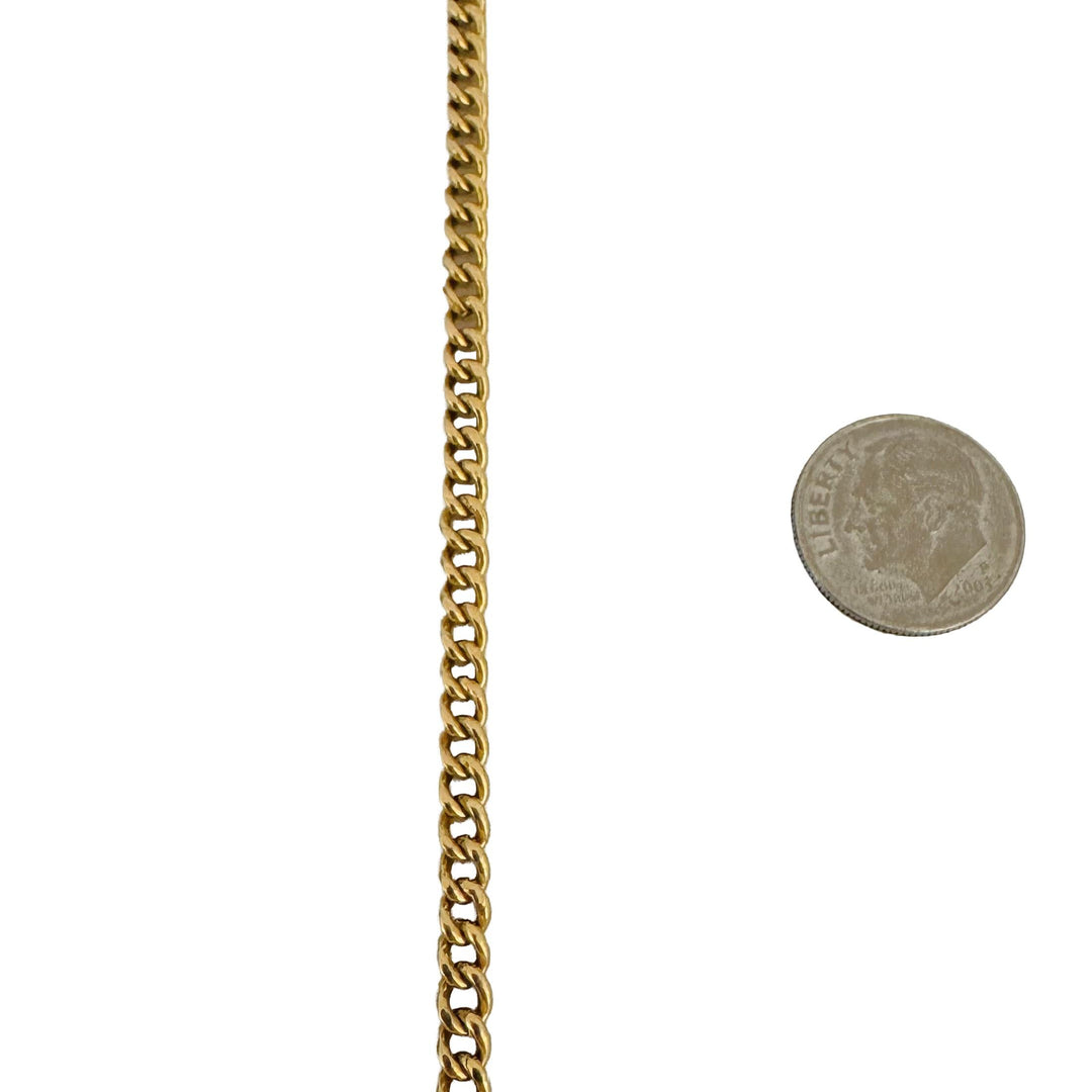 19k Portuguese Yellow Gold 31.5g Solid 4mm Curb Link Chain Necklace 22.5"