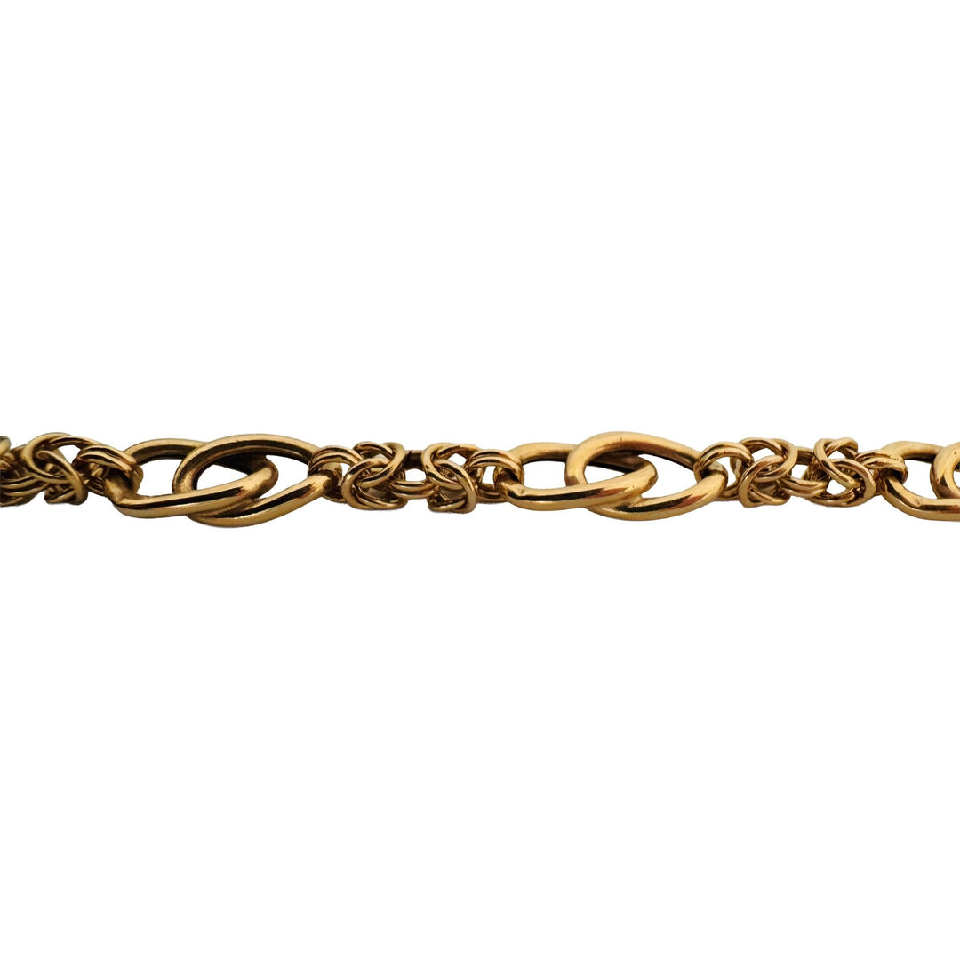 19k Portuguese Yellow Gold 10g Vintage Fancy Link Bracelet 8.75"
