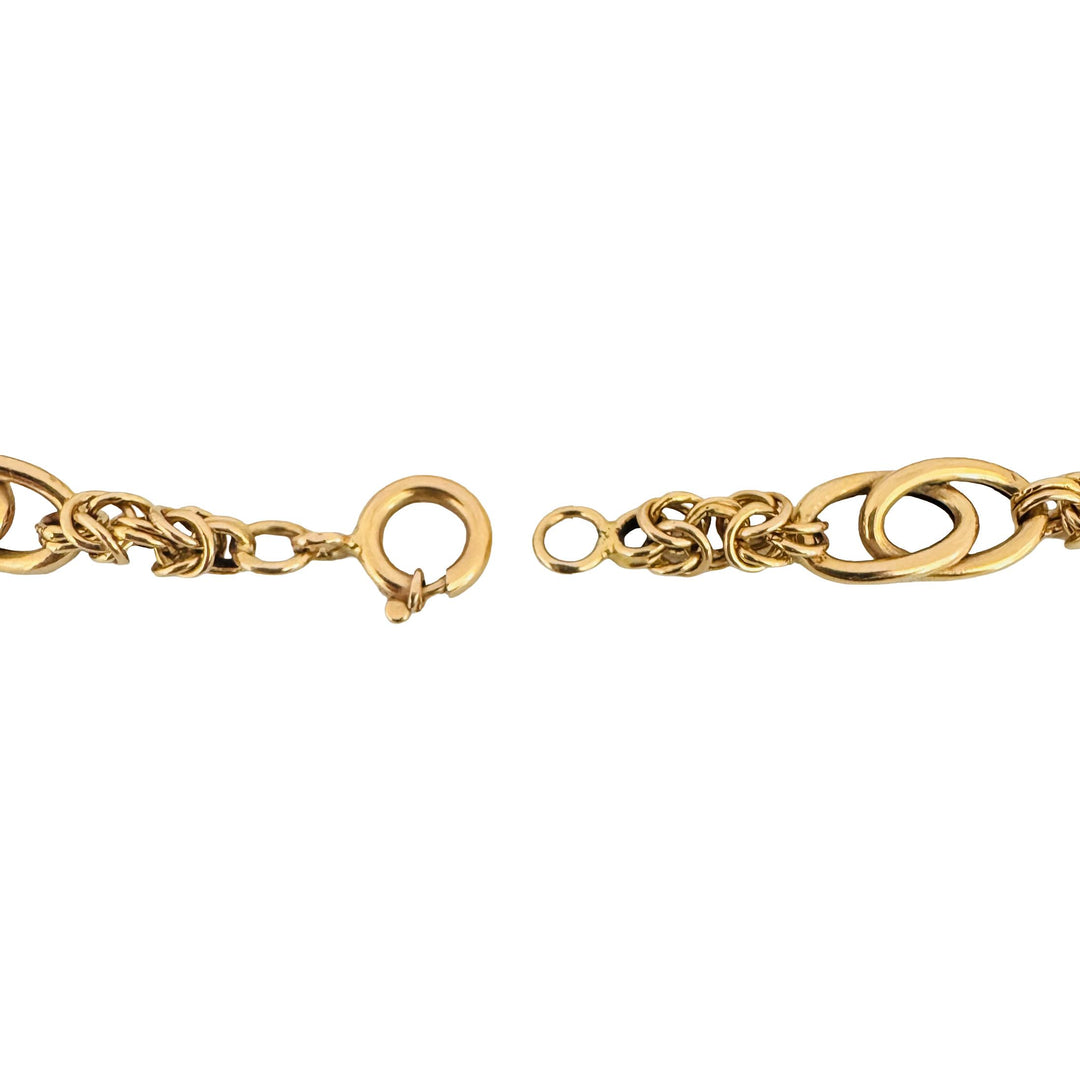 19k Portuguese Yellow Gold 10g Vintage Fancy Link Bracelet 8.75"