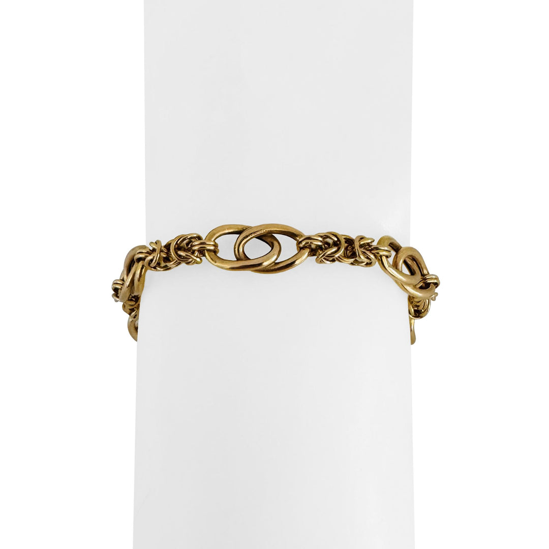19k Portuguese Yellow Gold 10g Vintage Fancy Link Bracelet 8.75"