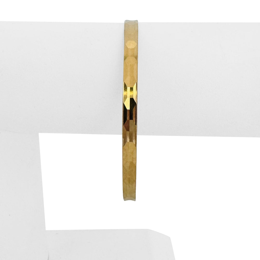 18k Yellow Gold 10.5g Solid Vintage 5mm Diamond Cut Bangle Bracelet 8"