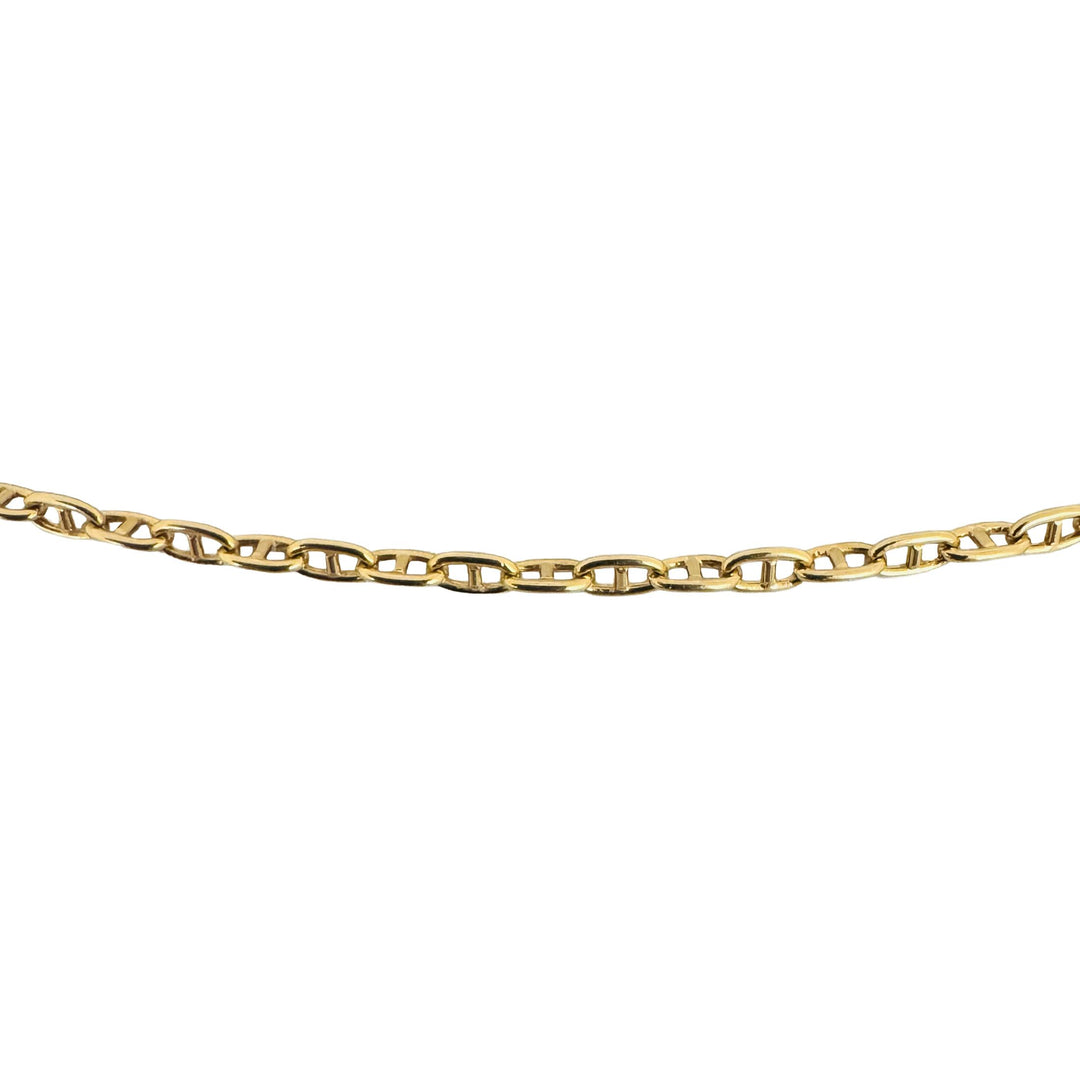 18k Yellow Gold 5g Solid Thin 2mm Mariner Link Chain Necklace Italy 15.5"