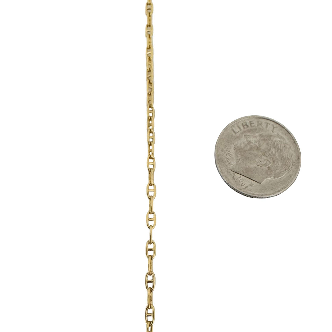 18k Yellow Gold 5g Solid Thin 2mm Mariner Link Chain Necklace Italy 15.5"
