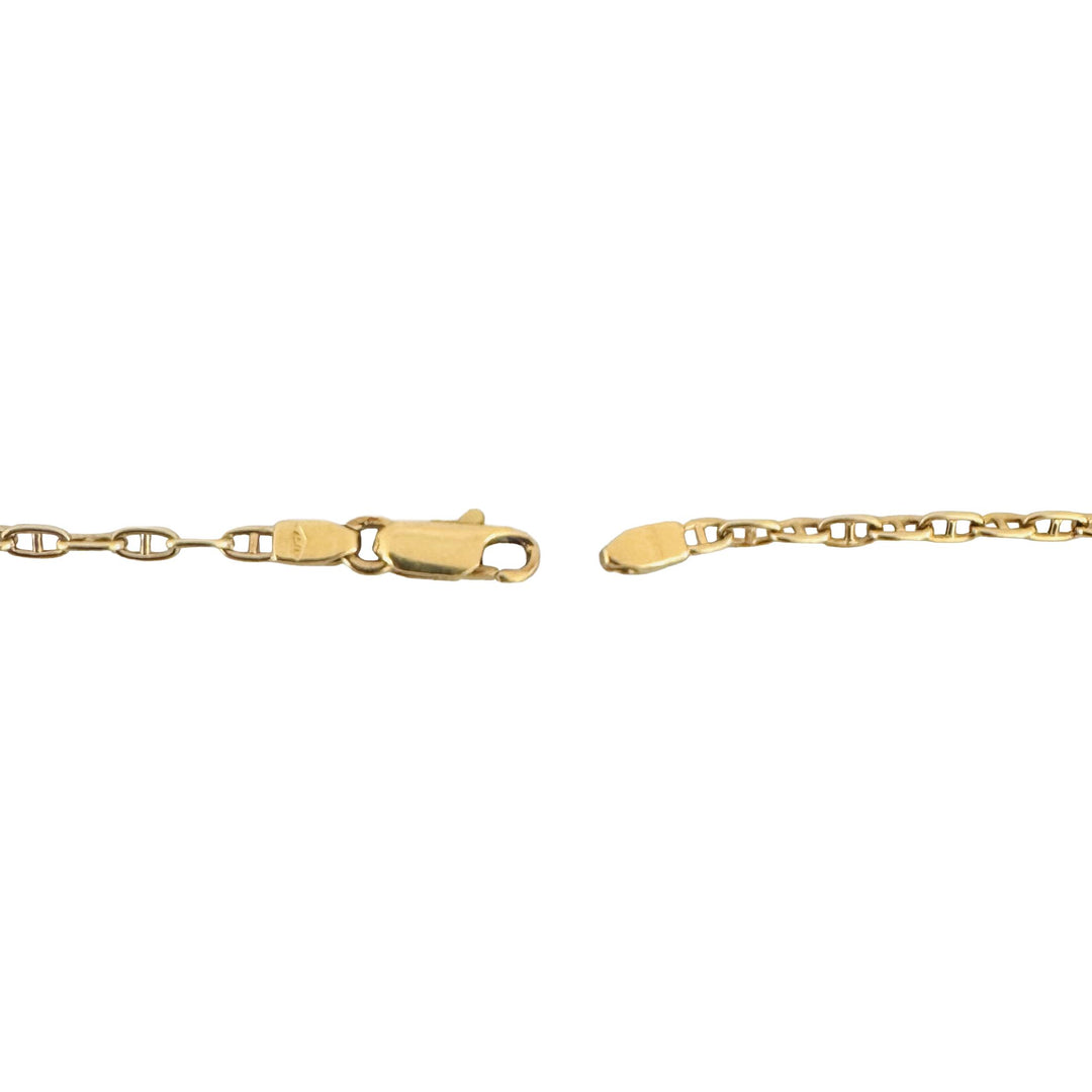 18k Yellow Gold 5g Solid Thin 2mm Mariner Link Chain Necklace Italy 15.5"