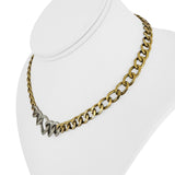 18k Two Tone Gold and Diamond 41.7g Solid Ladies Curb Link Chain Necklace 16"