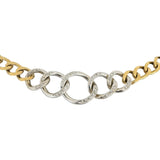 18k Two Tone Gold and Diamond 41.7g Solid Ladies Curb Link Chain Necklace 16"