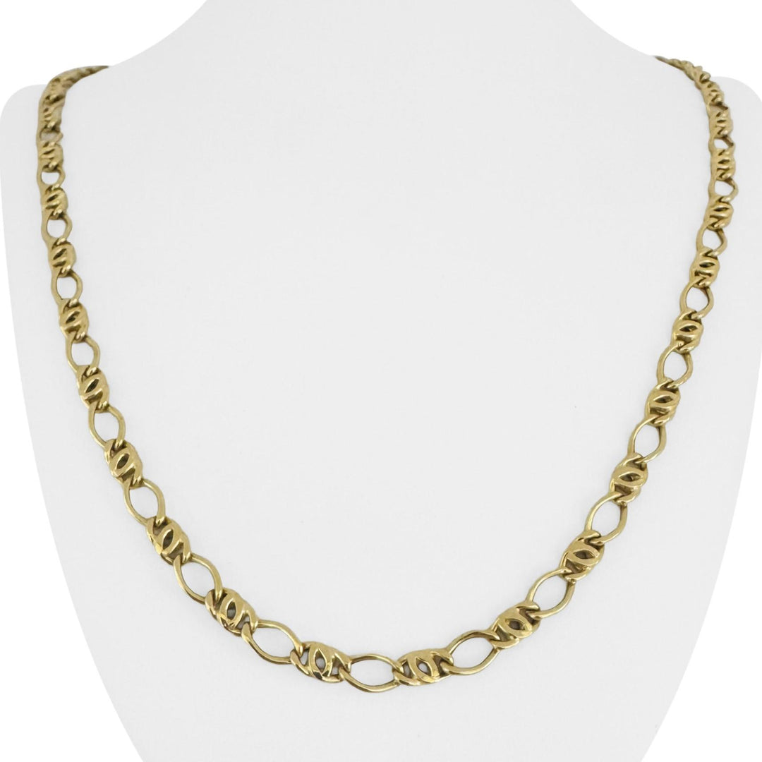 18k Yellow Gold 16.9g Hollow Vintage 6mm Fancy Curb Link Necklace Italy 24"