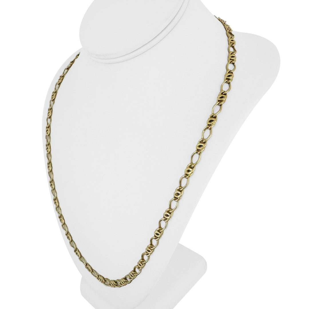 18k Yellow Gold 16.9g Hollow Vintage 6mm Fancy Curb Link Necklace Italy 24"