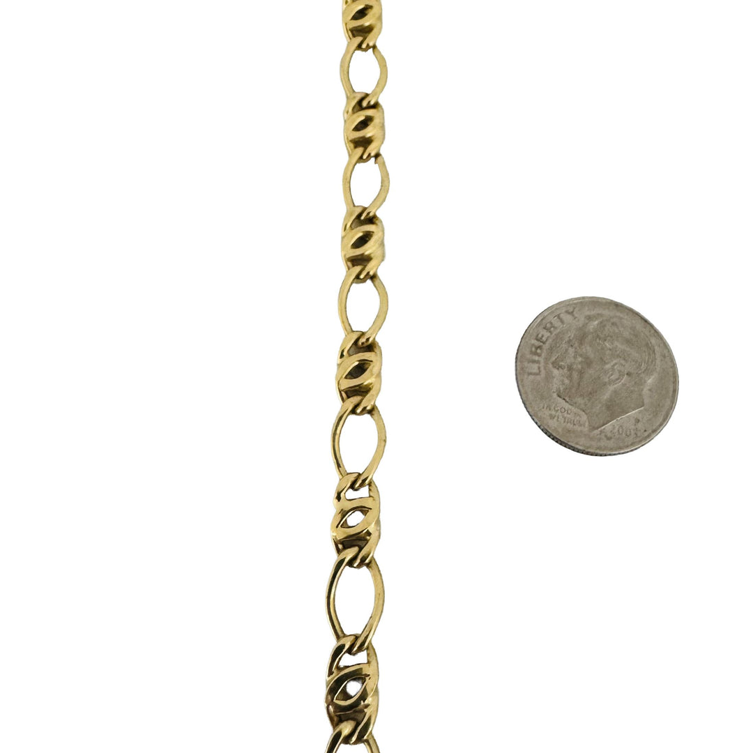 18k Yellow Gold 16.9g Hollow Vintage 6mm Fancy Curb Link Necklace Italy 24"