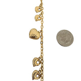18k Yellow Gold 6.7g Hollow Ladies Cable Link Heart Charm Bracelet 7"