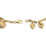 18k Yellow Gold 6.7g Hollow Ladies Cable Link Heart Charm Bracelet 7"