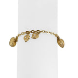 18k Yellow Gold 6.7g Hollow Ladies Cable Link Heart Charm Bracelet 7"