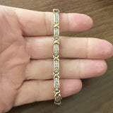 14k Yellow Gold and 2cttw Diamond Fancy X Link Bracelet 7"