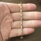 14k Yellow Gold and 0.85cttw Diamond Bar Link Bracelet 7.25"
