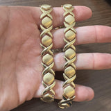 14k Yellow Gold 42.7g Heavy Thick Hugs and Kisses XO Link Necklace Italy 17"