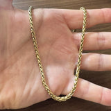 14k Yellow Gold 14g Ladies Polished 4mm Wheat Link Chain Necklace Italy 16"