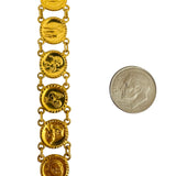 24k Pure Yellow Gold 16.6g Ladies Animal Coin Charm Link Bracelet 7"