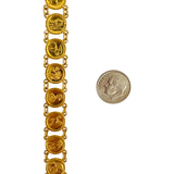 24k Pure Yellow Gold 16.6g Ladies Animal Coin Charm Link Bracelet 7"