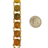 24k Pure Yellow Gold 16.6g Ladies Animal Coin Charm Link Bracelet 7"