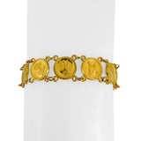 24k Pure Yellow Gold 16.6g Ladies Animal Coin Charm Link Bracelet 7"